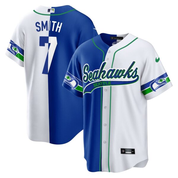 Seahawks Throwback & Gold Cool Base Jersey V2 – All Stitched – Split – Geno Smith Jersey