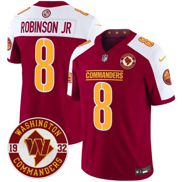 Washington Commanders 2024 Vapor Limited Jersey – Est. 1932 Patch – All Stitched – Burgundy Alternate – Robinson Jr. Jersey