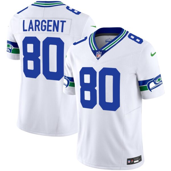 Seahawks Throwback & Gold Vapor Limited Jersey – All Stitched – White – Steve Largent Jersey