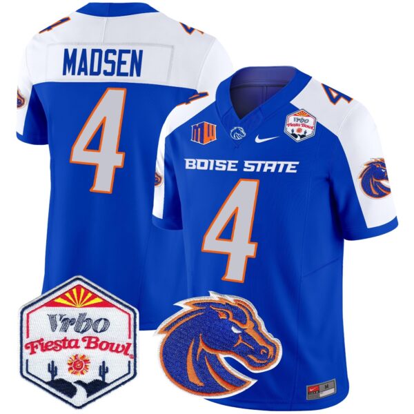 Boise State Broncos 2024 The Fiesta Bowl Patch Vapor Limited Jersey – All Stitched – Royal Alternate – Maddux Madsen Jersey