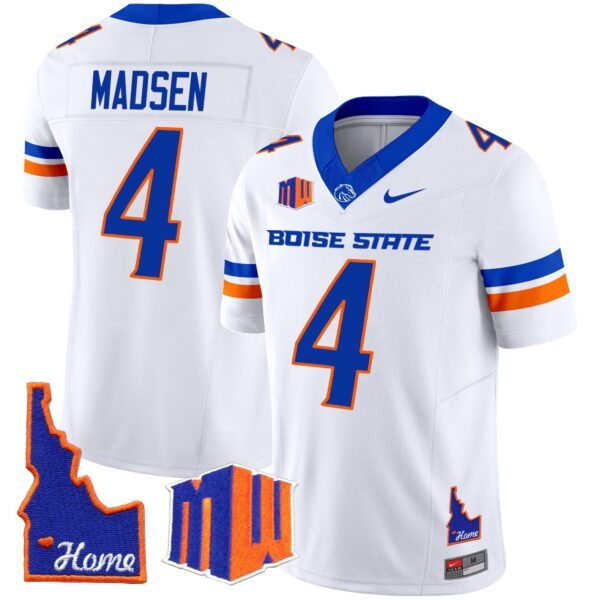 Boise State Broncos 2024 Home Patch Vapor Limited Jersey – All Stitched – White – Maddux Madsen Jersey