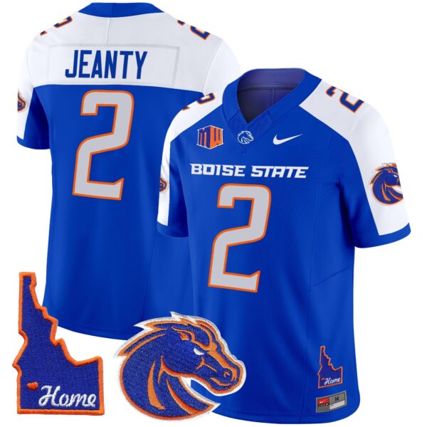 Boise State Broncos 2024 Home Patch Vapor Limited Jersey – All Stitched – Royal Alternate – Ashton Jeanty Jersey