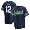 Seahawks Throwback & Gold Cool Base Jersey V2 – All Stitched – Navy – 12th Fan Jersey