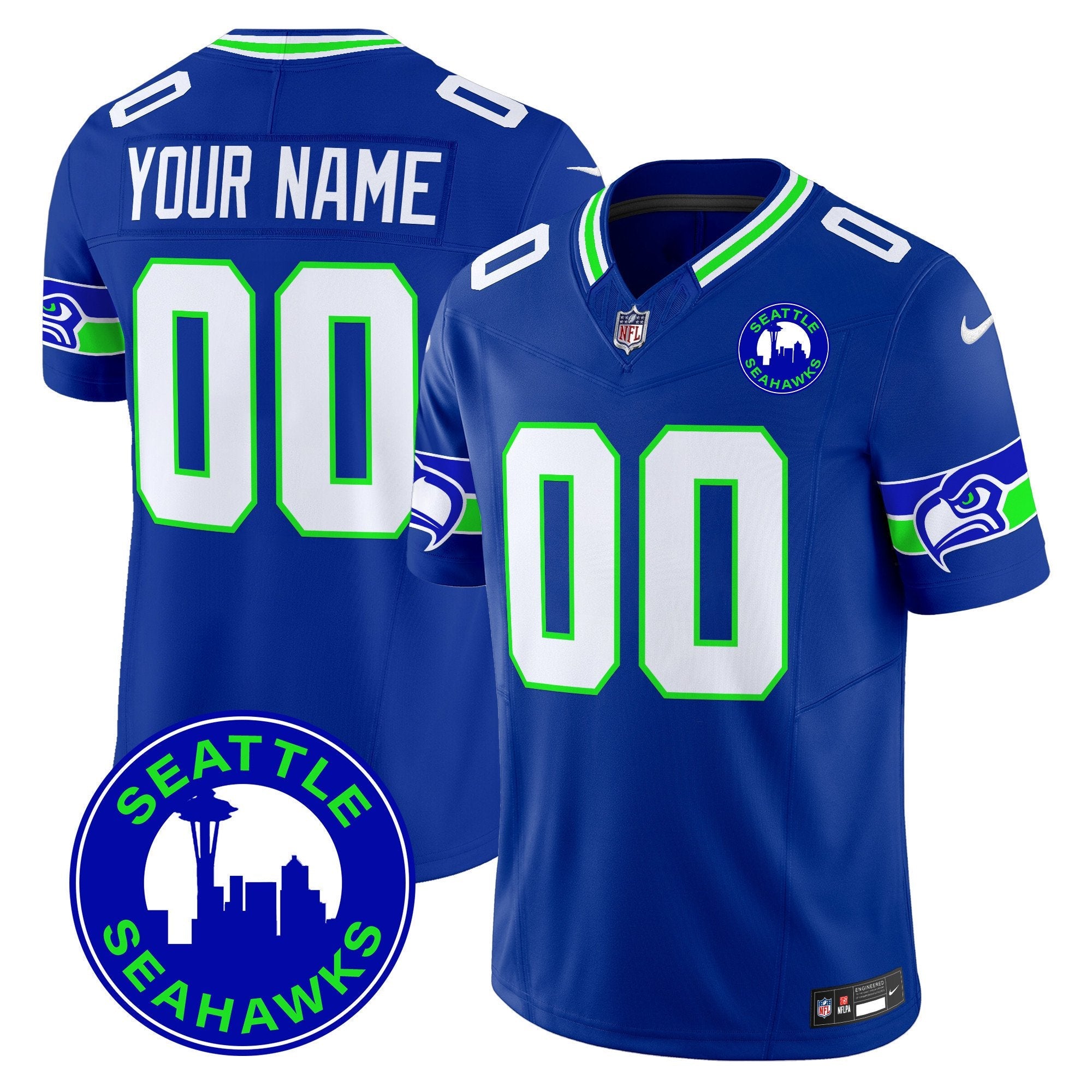 Seahawks 2024 Seattle City Patch Vapor Limited Custom Jersey – All Stitched – Royal Jersey