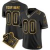 Titans 1997 Throwback Gold Vapor Custom Jersey – All Stitched – Black Gold Jersey
