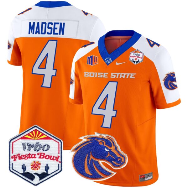 Boise State Broncos 2024 The Fiesta Bowl Patch Vapor Limited Jersey – All Stitched – Orange Alternate – Maddux Madsen Jersey