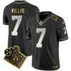 Titans 1997 Throwback Gold Vapor Jersey – All Stitched – Black Limited – Malik Willis Jersey