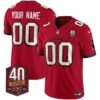Buccaneers 40th Season Patch Vapor Limited Custom Jersey – All Stitched – Red Jersey