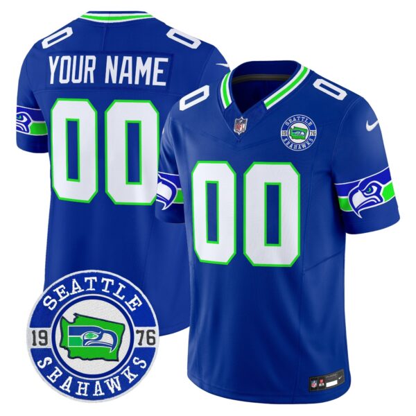 Seahawks 2024 Seattle Est. 1976 Patch Vapor Limited Custom Jersey – All Stitched – Royal Jersey