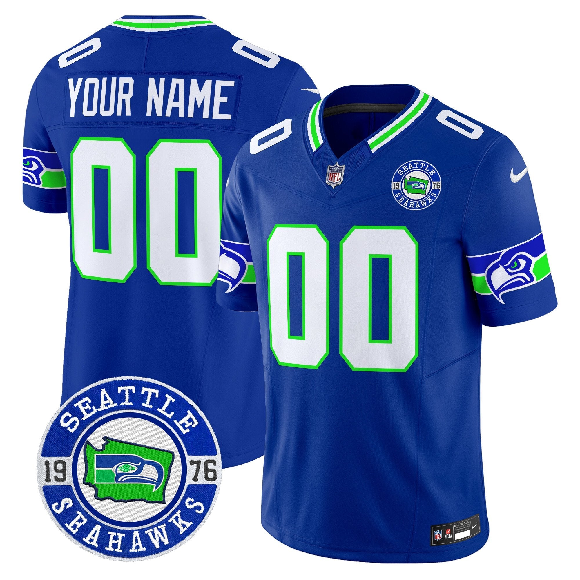 Seahawks 2024 Seattle Est. 1976 Patch Vapor Limited Custom Jersey – All Stitched – Royal Jersey
