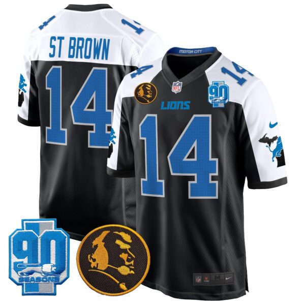 Detroit Lions 2024 90th & John Madden Patch Game Jersey – All Stitched – Alternate – St.Brown Jersey