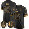 Detroit Lions 2024 90th & John Madden Patch Gold Vapor Limited Jersey V2 – All Stitched – Black Gold – Jared Goff Jersey
