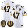 Detroit Lions 2024 90th & John Madden Patch Gold Vapor Limited Jersey V2 – All Stitched – White Gold – Donald Trump Jersey