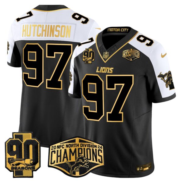 Detroit Lions 2024 NFC North Division Champions Patch Gold Vapor Limited Jersey – All Stitched – Alternate – Hutchinson Jersey