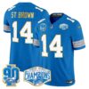 Detroit Lions 2024 NFC North Division Champions Patch Gold Trim Vapor Limited Jersey – All Stitched – Blue – St. Brown Jersey