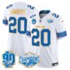 Detroit Lions 2024 NFC North Division Champions Patch Gold Trim Vapor Limited Jersey – All Stitched – White – Barry Sanders Jersey