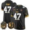 Detroit Lions 2024 90th & John Madden Patch Gold Vapor Limited Jersey V2 – All Stitched – Black Limited – Donald Trump Jersey