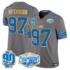Detroit Lions 2024 NFC North Division Champions Patch Gold Trim Vapor Limited Jersey – All Stitched – Gray – Hutchinson Jersey