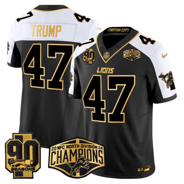 Detroit Lions 2024 NFC North Division Champions Patch Gold Vapor Limited Jersey – All Stitched – Alternate – Donald Trump Jersey