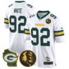 Packers John Madden & Home Patch Game Jersey – All Stitched – White – Reggie White Jersey