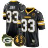 Packers John Madden & Home Patch Game Jersey – All Stitched – Black – Aaron Jones Jersey
