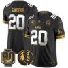 Detroit Lions 2024 90th & John Madden Patch Gold Vapor Limited Jersey V2 – All Stitched – Black Limited – Barry Sanders Jersey