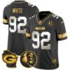 Packers John Madden & Home Patch Gold Vapor Limited Jersey – All Stitched – Black Limited – Reggie White Jersey