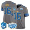 Detroit Lions 2024 NFC North Division Champions Patch Gold Trim Vapor Limited Jersey – All Stitched – Gray – Jared Goff Jersey