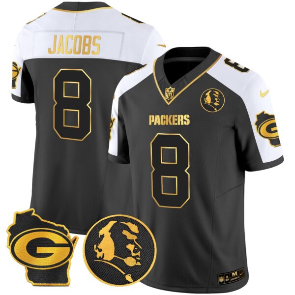 Packers John Madden & Home Patch Gold Vapor Limited Jersey – All Stitched – Alternate – Josh Jacobs Jersey