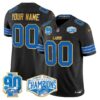 Detroit Lions 2024 NFC North Division Champions Patch Gold Trim Vapor Limited Custom Jersey – All Stitched – Black Jersey
