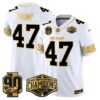 Detroit Lions 2024 NFC North Division Champions Patch Gold Vapor Limited Jersey – All Stitched – White Gold – Donald Trump Jersey