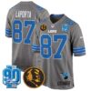 Detroit Lions 2024 90th & John Madden Patch Game Jersey – All Stitched – Gray – Sam Laporta Jersey