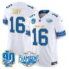 Detroit Lions 2024 NFC North Division Champions Patch Gold Trim Vapor Limited Jersey – All Stitched – White – Jared Goff Jersey