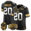 Detroit Lions 2024 NFC North Division Champions Patch Gold Vapor Limited Jersey – All Stitched – Black Limited – Barry Sanders Jersey