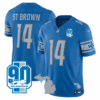 Detroit Lions Michigan State & 90th Year Patch Jersey – All Stitched – Blue – St Brown Jersey
