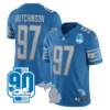 Detroit Lions Michigan State & 90th Year Patch Jersey – All Stitched – Blue – Hutchinson Jersey
