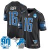 Detroit Lions 90th Year & Michigan Patch Game Jersey – All Stitched – Black – Jared Goff Jersey