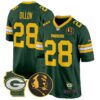 Packers John Madden & Home Patch Game Jersey – All Stitched – Green – AJ Dillon Jersey