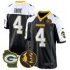 Packers John Madden & Home Patch Game Jersey – All Stitched – Black Alternate – Brett Favre Jersey
