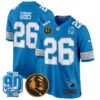 Detroit Lions 2024 90th & John Madden Patch Game Jersey – All Stitched – Blue – Jahmyr Gibbs Jersey