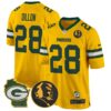 Packers John Madden & Home Patch Game Jersey – All Stitched – Gold – AJ Dillon Jersey