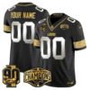 Detroit Lions 2024 NFC North Division Champions Patch Gold Vapor Limited Custom Jersey – All Stitched – Black Limited Jersey