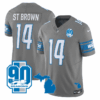 Detroit Lions Michigan State & 90th Year Patch Jersey – All Stitched – Gray – St Brown Jersey