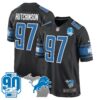 Detroit Lions 90th Year & Michigan Patch Game Jersey – All Stitched – Black – Hutchinson Jersey