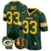 Packers John Madden & Home Patch Game Jersey – All Stitched – Green – Aaron Jones Jersey
