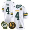 Packers John Madden & Home Patch Game Jersey – All Stitched – White – Brett Favre Jersey