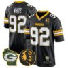 Packers John Madden & Home Patch Game Jersey – All Stitched – Black – Reggie White Jersey