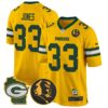 Packers John Madden & Home Patch Game Jersey – All Stitched – Gold – Aaron Jones Jersey
