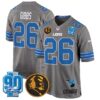 Detroit Lions 2024 90th & John Madden Patch Game Jersey – All Stitched – Gray – Jahmyr Gibbs Jersey