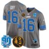 Detroit Lions 2024 90th & John Madden Patch Game Jersey – All Stitched – Gray – Jared Goff Jersey